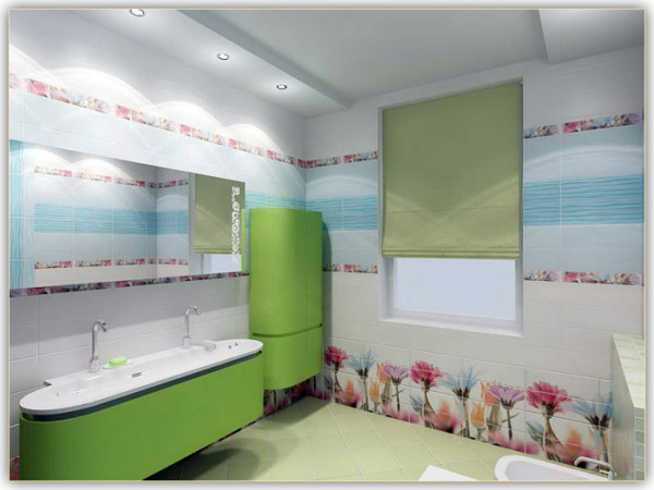 На фото показан вариант устройства потолка из ГКЛВ в ванной.